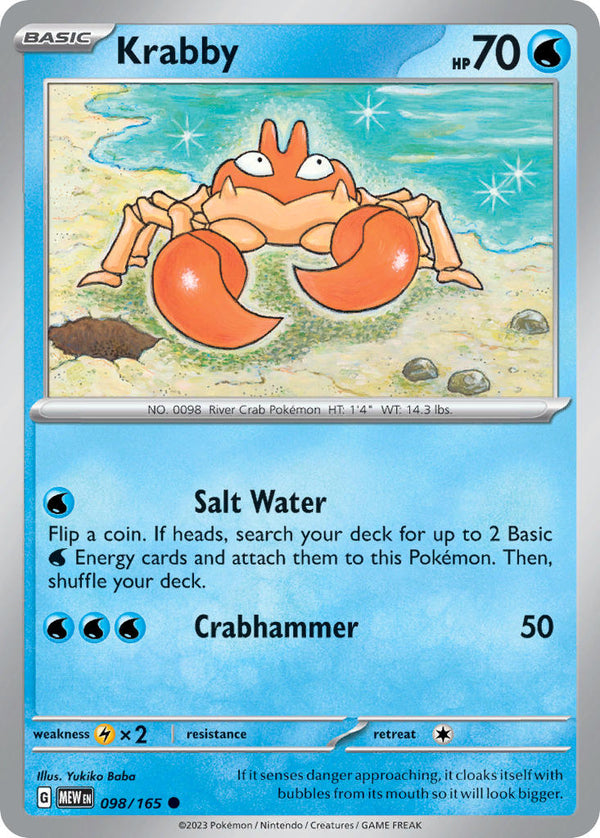 Krabby - 098/165 (MEW) Common - Near Mint