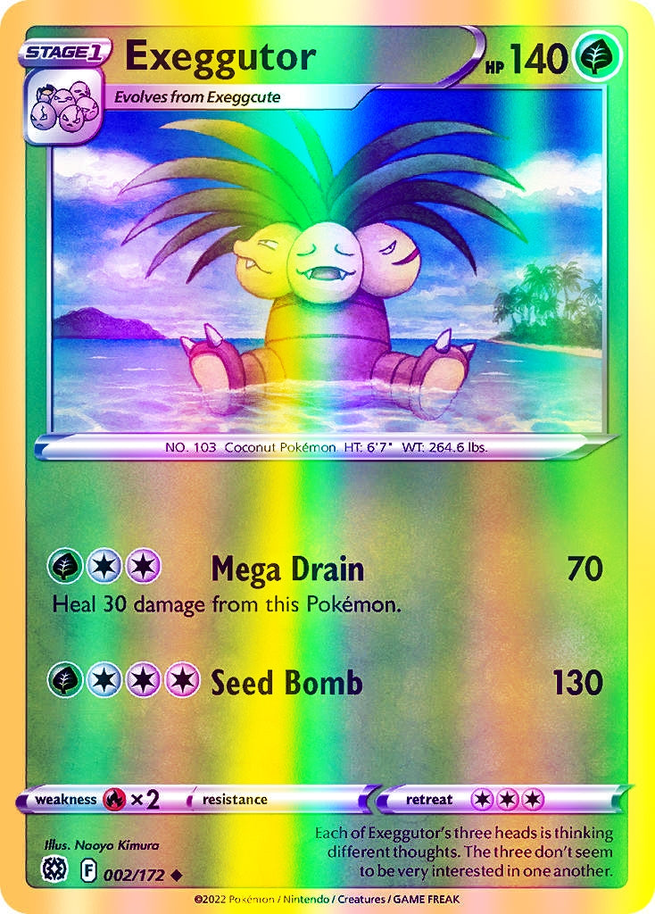 Exeggutor - 002/172 (SWSH09) Uncommon - Near Mint Reverse Holofoil