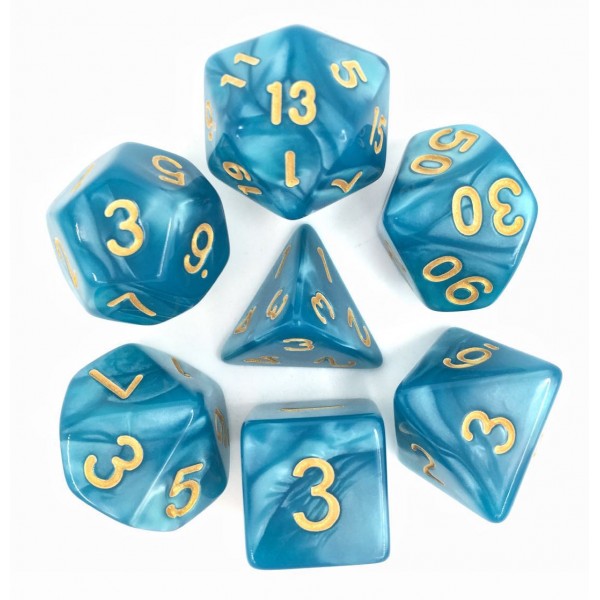 HDP-21: Pearl - Lake Blue (Golden Font) Poly Set (7)