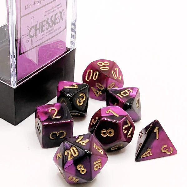 CHX20640: Gemini - Mini Poly Set Black-Purple w/gold (7)