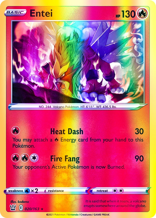 Entei - 020/163 (SWSH05) Holo Rare - Near Mint Reverse Holofoil