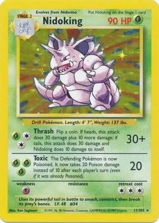 Nidoking - 011/102 (BS) Holo Rare - Moderate Play Holofoil