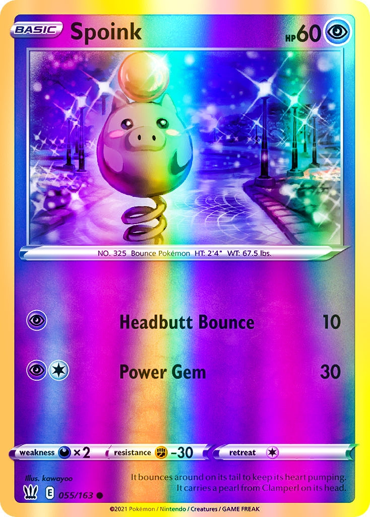 Spoink - 055/163 (SWSH05) Common - Near Mint Reverse Holofoil