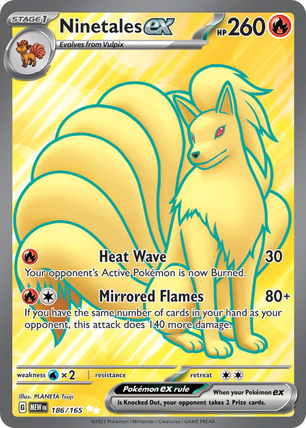 Ninetales ex - 186/165 (MEW) Ultra Rare - Near Mint Holofoil