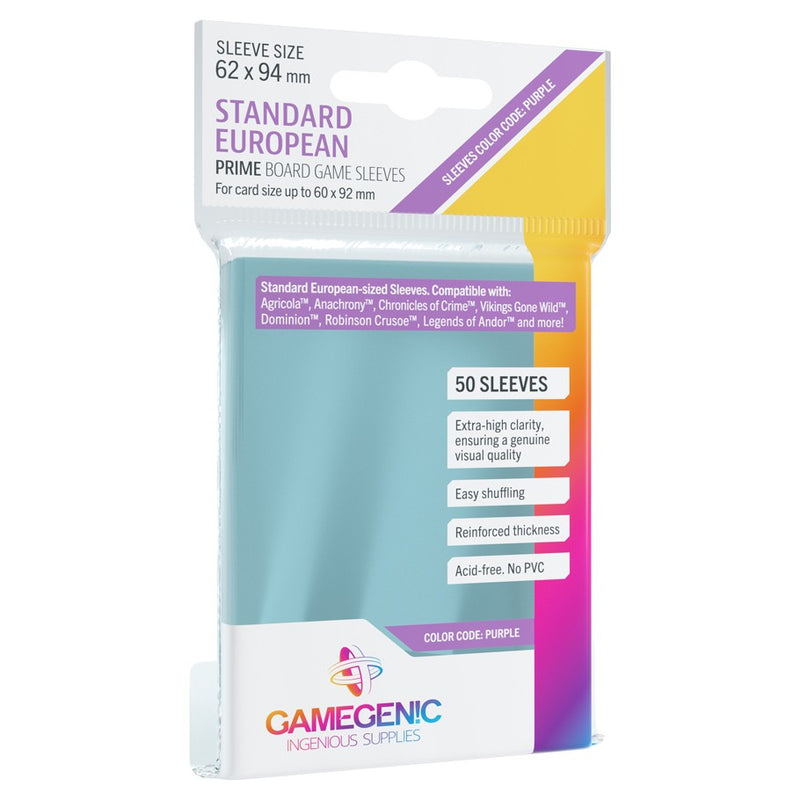 GameGenic: Prime Board Game Sleeves - Standard European (Purple 50ct)