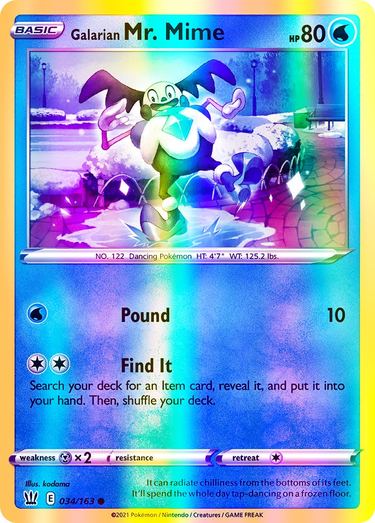 Galarian Mr. Mime - 034/163 (SWSH05) Common - Near Mint Reverse Holofoil