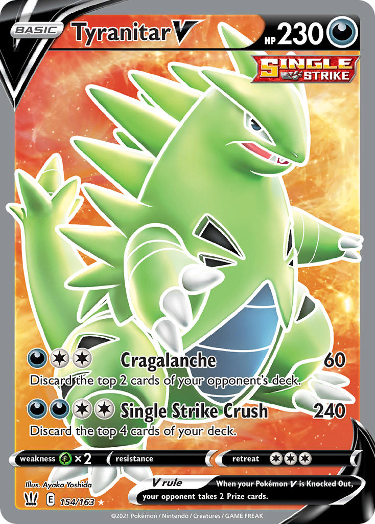 Tyranitar V (Full Art) - 154/163 (SWSH05) Ultra Rare - Near Mint Holofoil