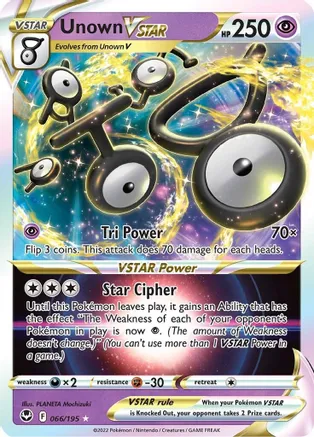 Unown VSTAR - 066/195 (SWSH12) Ultra Rare - Near Mint Holofoil