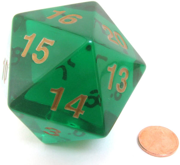 Transparent: 55mm Emerald Gold Countdown D20