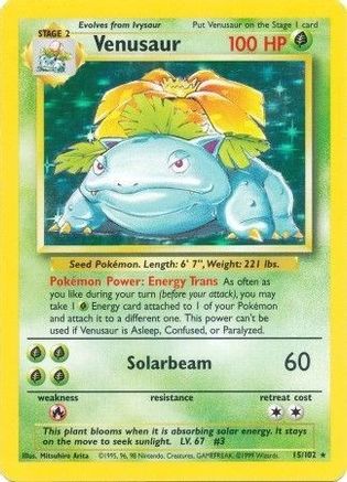 Venusaur - 015/102 (BS) Holo Rare - Damaged Holofoil