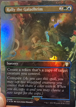 mtg rally cards Rally the Galadhrim [#0499 Borderless] (LTC-R-FOIL)