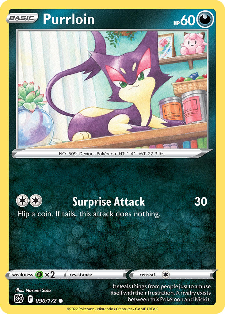 Purrloin - 090/172 (SWSH09) Common - Near Mint