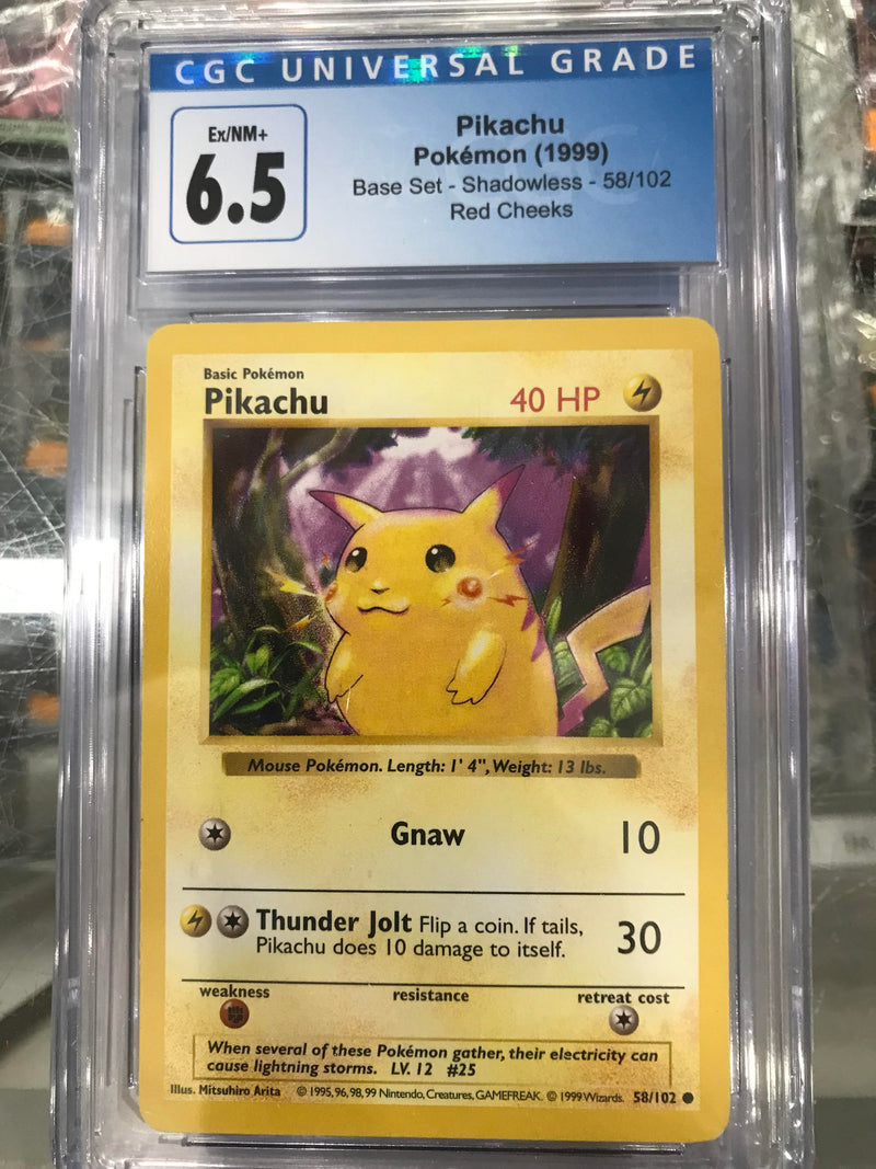 Pikachu - 058/102 (BS) Red Cheek Common (Graded - PSA 6.5)