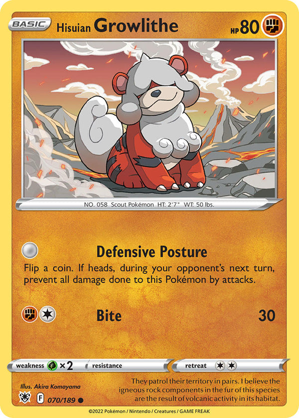 Hisuian Growlithe - 070/189 (SWSH10) Common - Near Mint