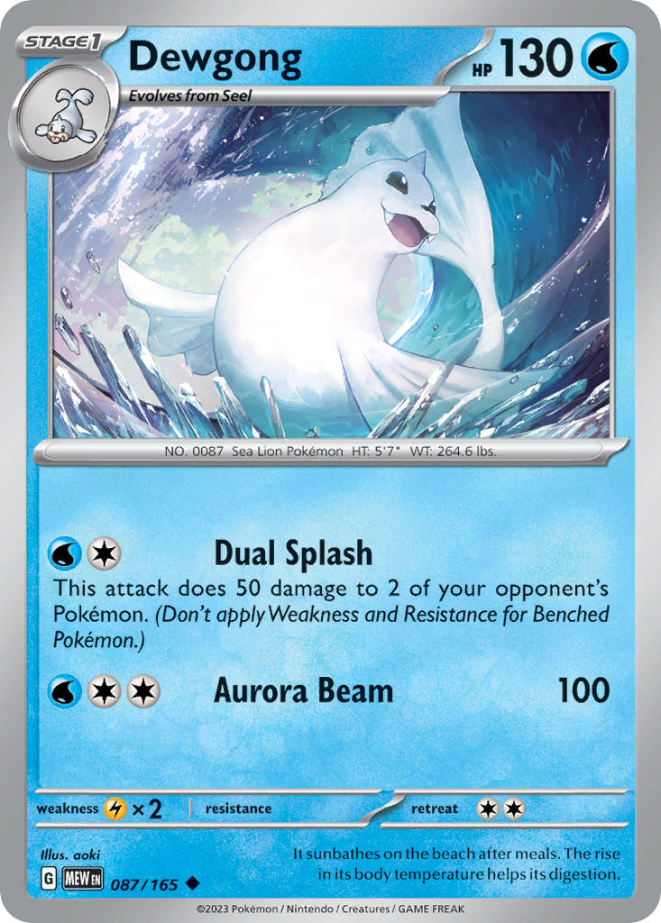 Dewgong - 087/165 (MEW) Uncommon - Near Mint
