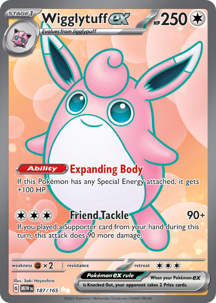 Wigglytuff ex - 187/165 (MEW) Ultra Rare - Near Mint Holofoil