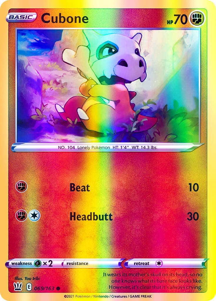 Cubone - 069/163 (SWSH05) Common - Near Mint Reverse Holofoil