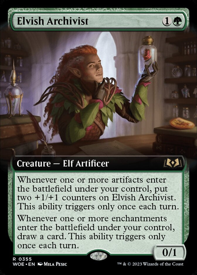 Elvish Archivist [#0355 Extended Art] (WOE-R)