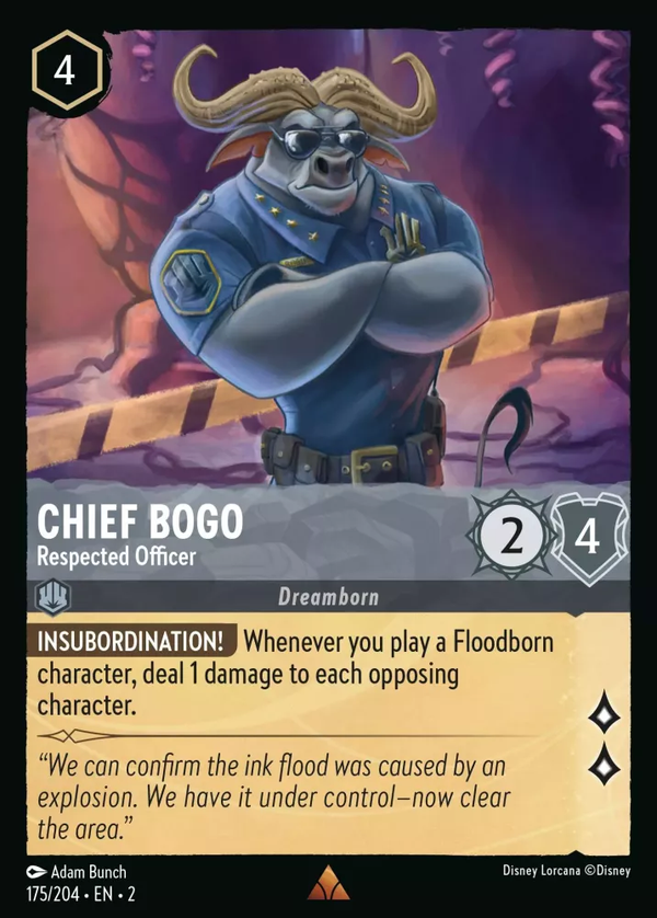 Chief Bogo - Respected Officer (Rise of the Floodborn 175/204) Rare - Near Mint