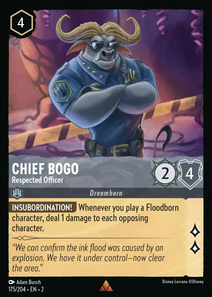 Chief Bogo - Respected Officer (Rise of the Floodborn 175/204) Rare - Near Mint