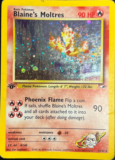 Blaine's Moltres (1/132) 1st Edition Heavy Play