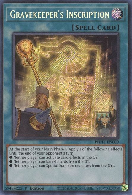 Gravekeeper's Inscription (PHHY-EN000) Secret Rare - Near Mint 1st Edition