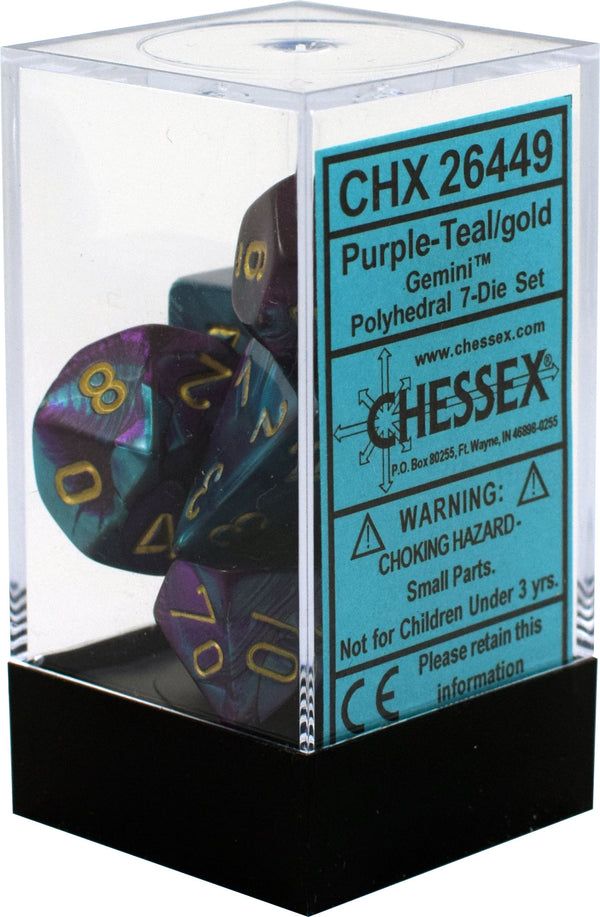 CHX20649: Gemini - Mini Poly Set Purple-Teal w/gold (7)
