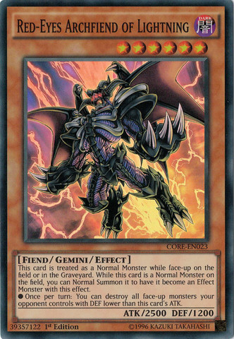 Red-Eyes Archfiend of Lightning (CORE-EN023) Super Rare - Near Mint 1st Edition