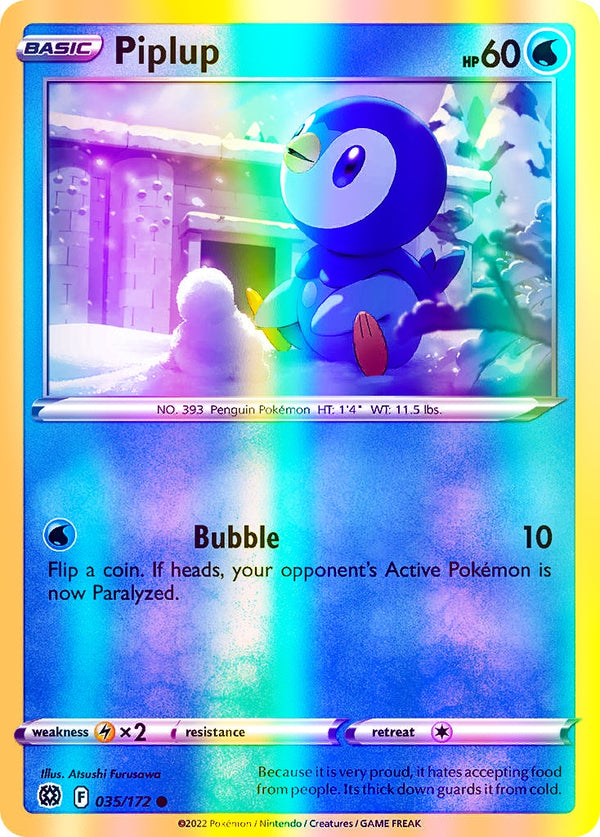 Piplup - 035/172 (SWSH09) Common - Near Mint Reverse Holofoil