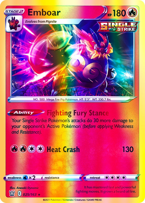 Emboar - 025/163 (SWSH05) Holo Rare - Near Mint Reverse Holofoil