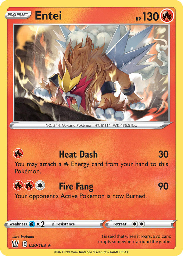 Entei - 020/163 (SWSH05) Holo Rare - Near Mint Holofoil