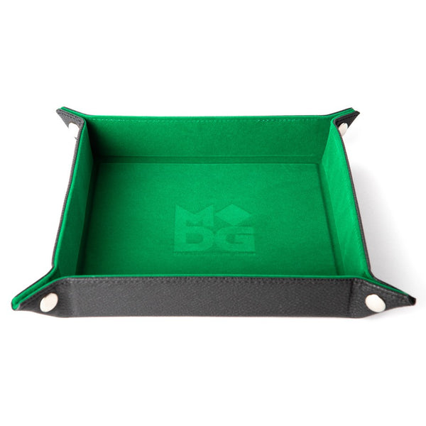 MDG: Folding Velvet Dice Tray With Leather Backing - 10x10 Green