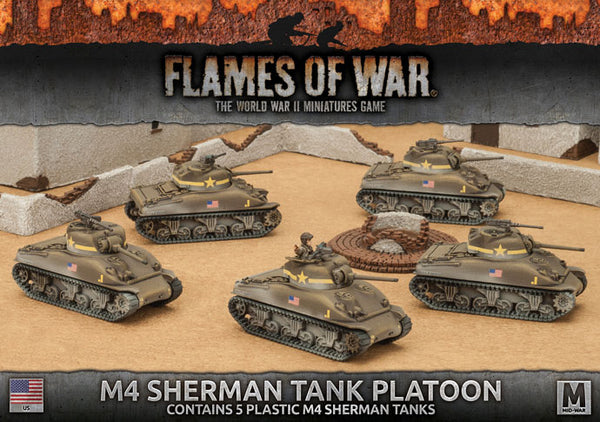 Flames of War: WWII: USA (UBX55) - M4 Sherman Tank Platoon (Mid)