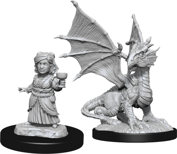 D&D: Nolzur's Marvelous Miniatures - Silver Dragon Wyrmling & Halfling W13