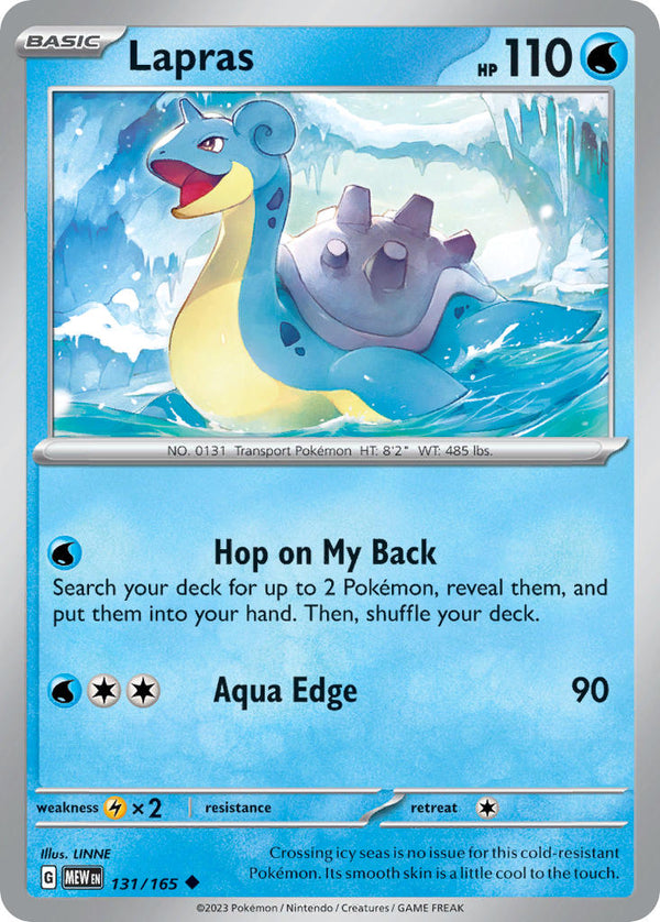 Lapras - 131/165 (MEW) Uncommon - Near Mint