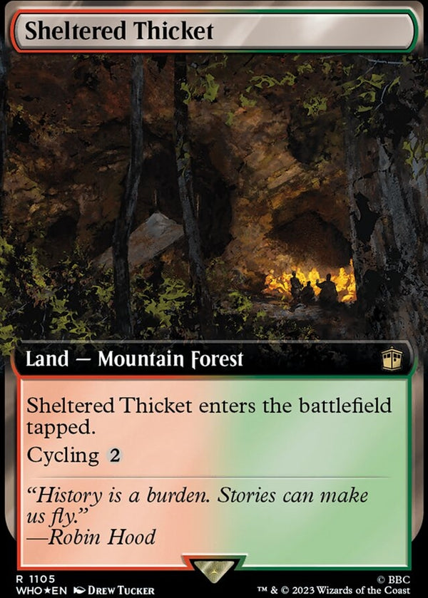 Sheltered Thicket [#1105 Surge Foil Extended Art Reprint] (WHO-R)