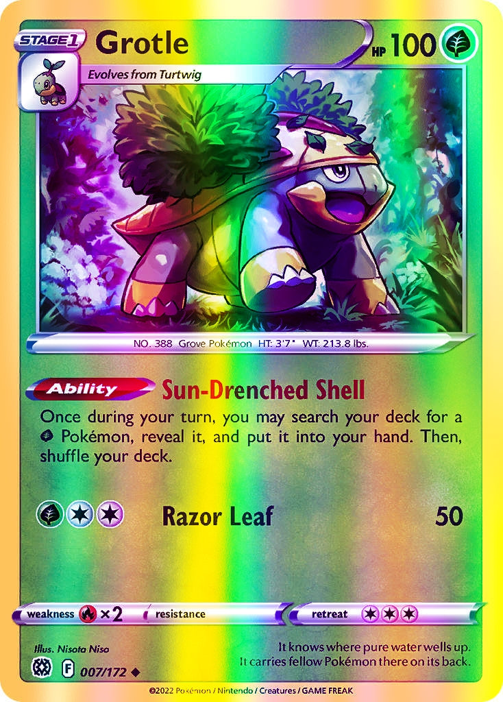 Grotle - 007/172 (SWSH09) Uncommon - Near Mint Reverse Holofoil