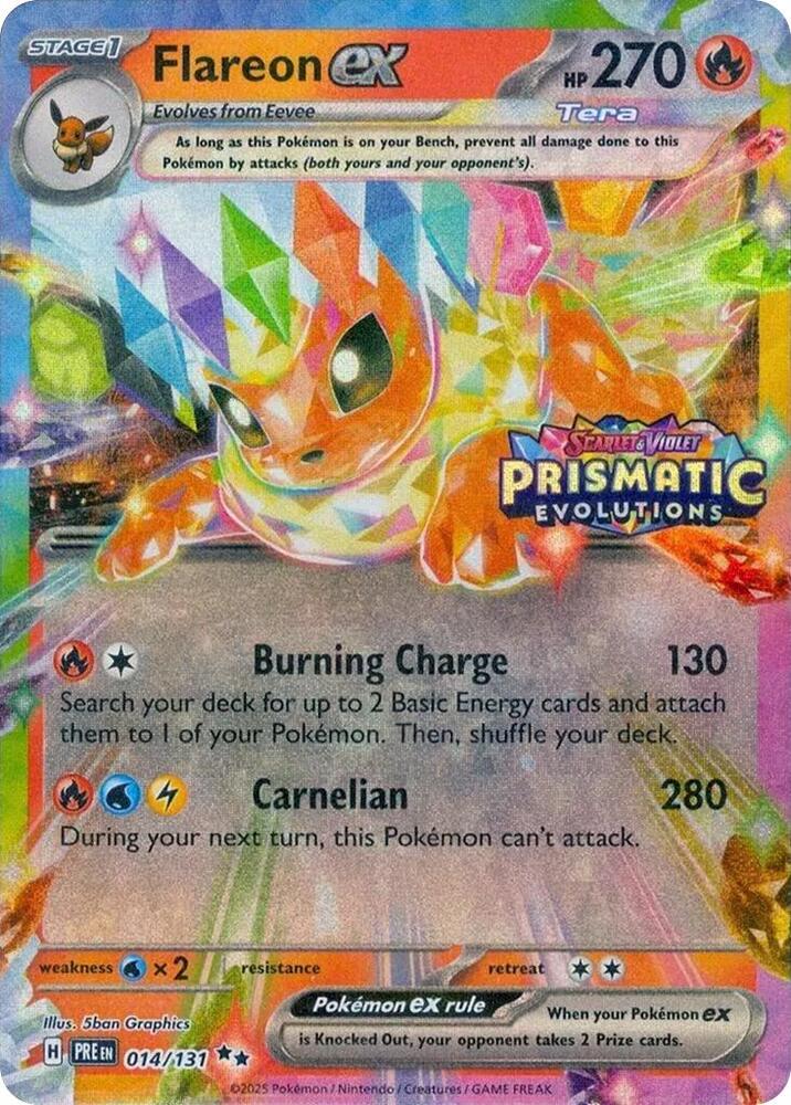 Flareon ex - 014/131 (Prismatic Evolutions Stamp) (PRE) Double Rare - Near Mint Holofoil