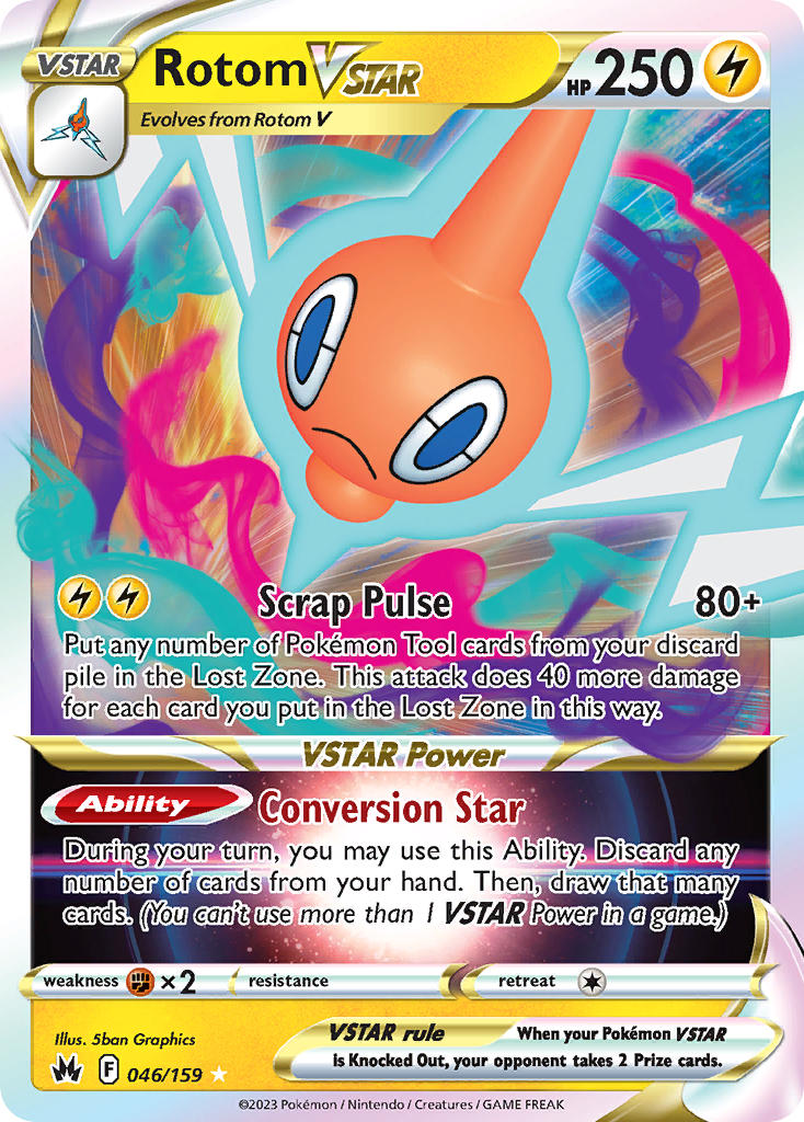 Rotom VSTAR - 046/159 (CRZ) Ultra Rare -  Near Mint Holofoil