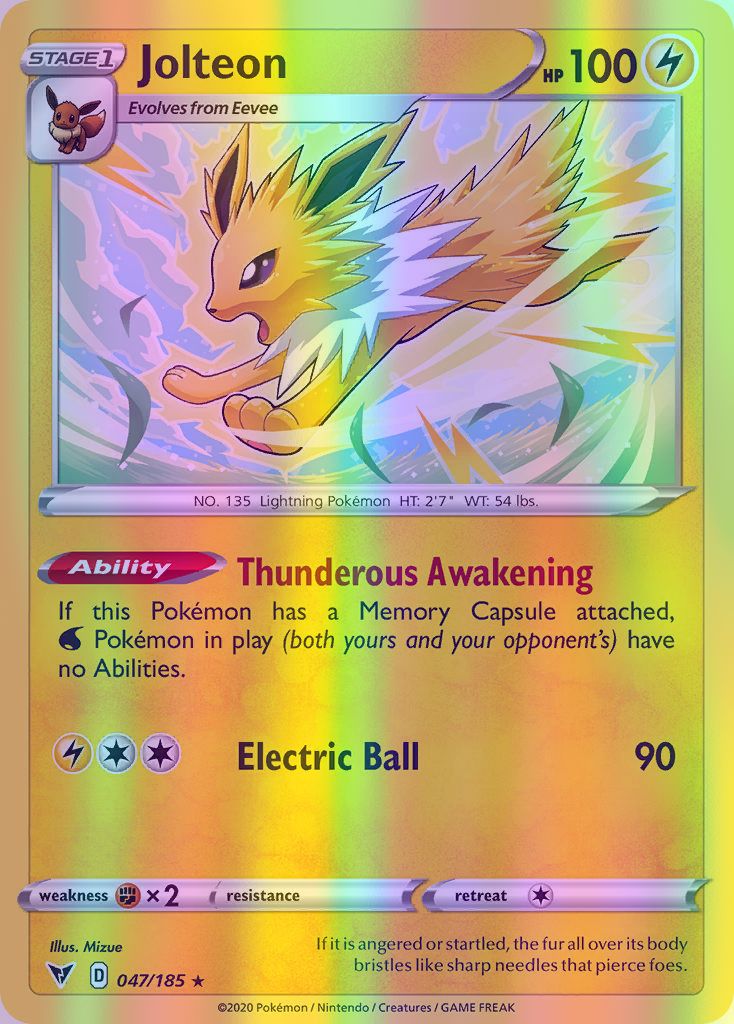 Jolteon - 047/185 (SWSH04) Rare - Near Mint Reverse Holofoil