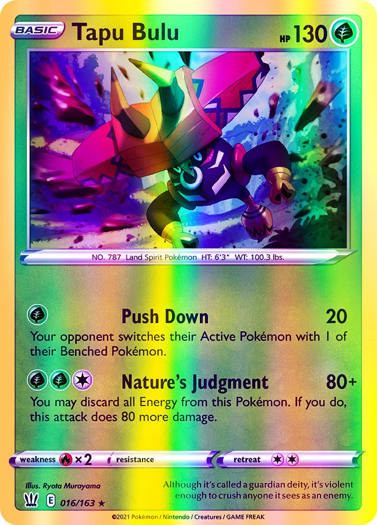 Tapu Bulu - 016/163 (SWSH05) Holo Rare - Near Mint Reverse Holofoil