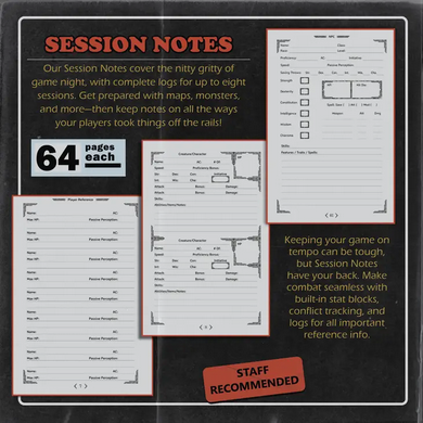 Dungeon Notes: 5E DM's Journals 3 Pack  (Black)