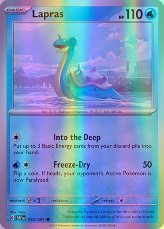 Lapras - 016/091 (PAF) Common - Near Mint Reverse Holofoil