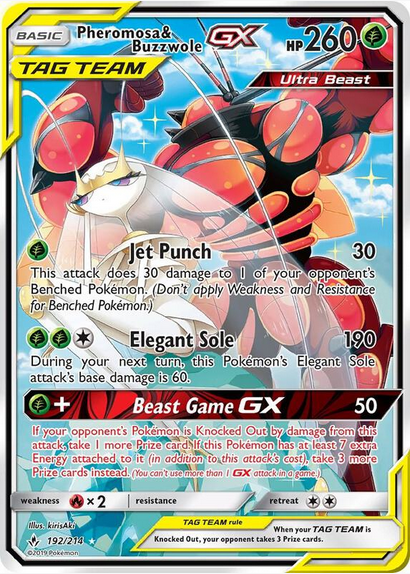Pheromosa & Buzzwole GX (192/214) - Ultra Rare Moderate Play
