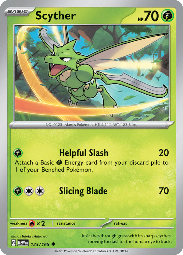 Scyther - 123/165 (MEW) Uncommon - Near Mint