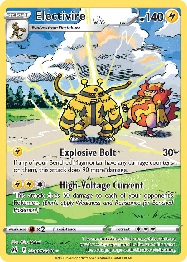 Electivire - GG08/GG70 (CRZ:GG) Holo Rare -  Near Mint Holofoil