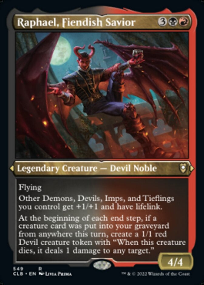 Raphael, Fiendish Savior [#549 Etched Foil] (CLB-R)