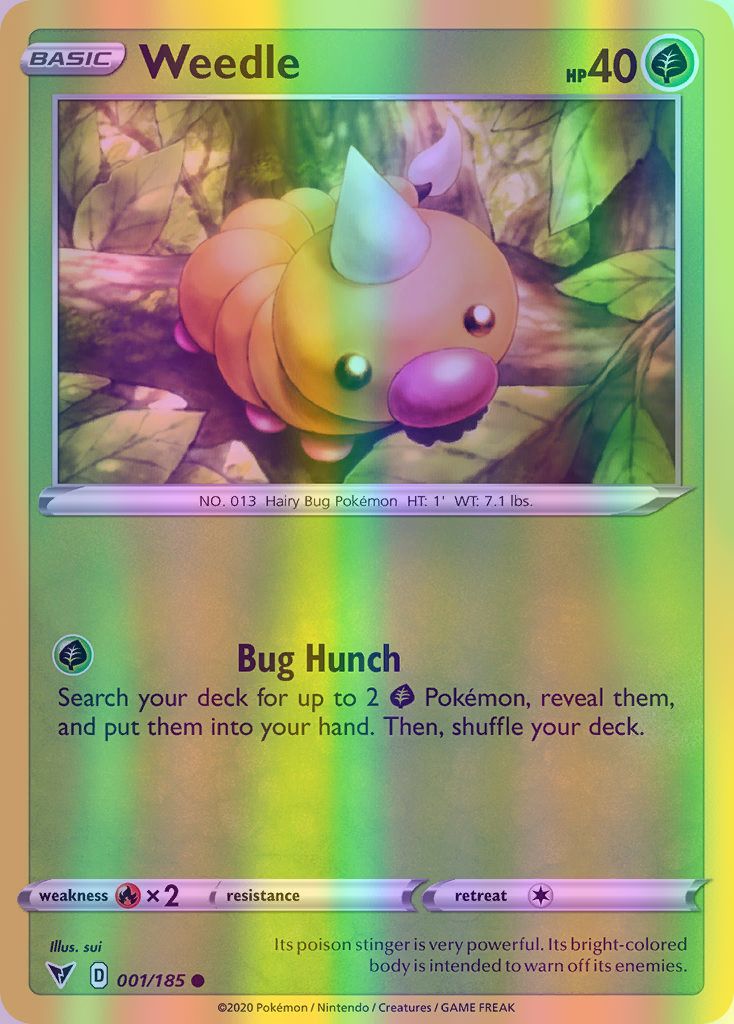 Weedle - 001/185 (SWSH04) Common - Near Mint Reverse Holofoil