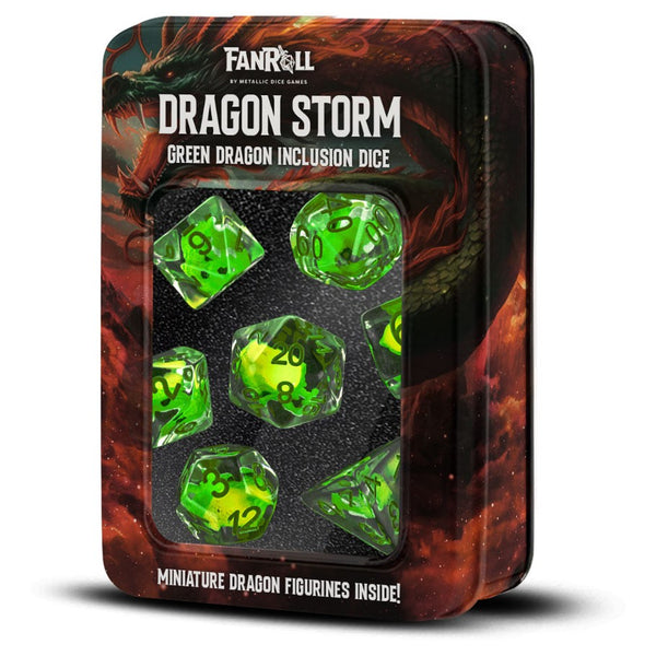 Fanroll by MDG: Dragon Storm - Inclusion Dice: Green Dragon 7-Set