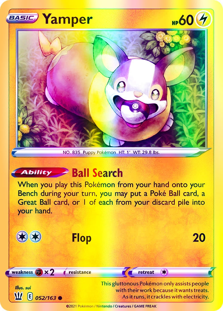 Yamper - 052/163 (SWSH05) Common - Near Mint Reverse Holofoil